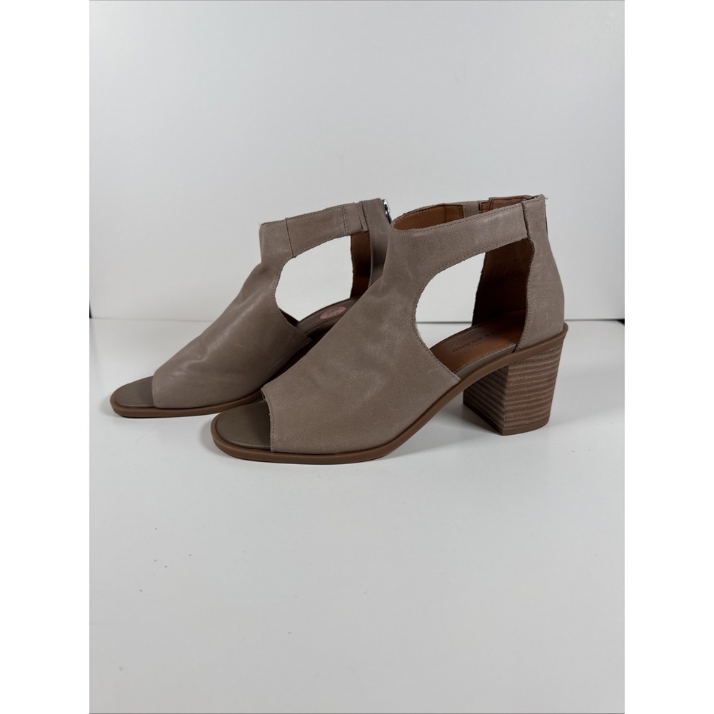 Lucky Brand Bootie Sandal Peep Toe‎ Tan Leather Shoes Size 9.5 Summer New